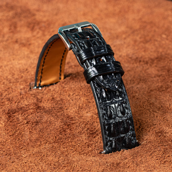 Black Alligator Hornback Watch Strap