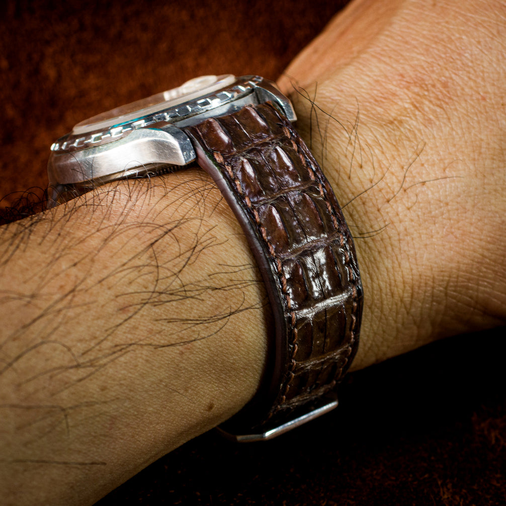Brown Alligator Double Hornback Watch Strap