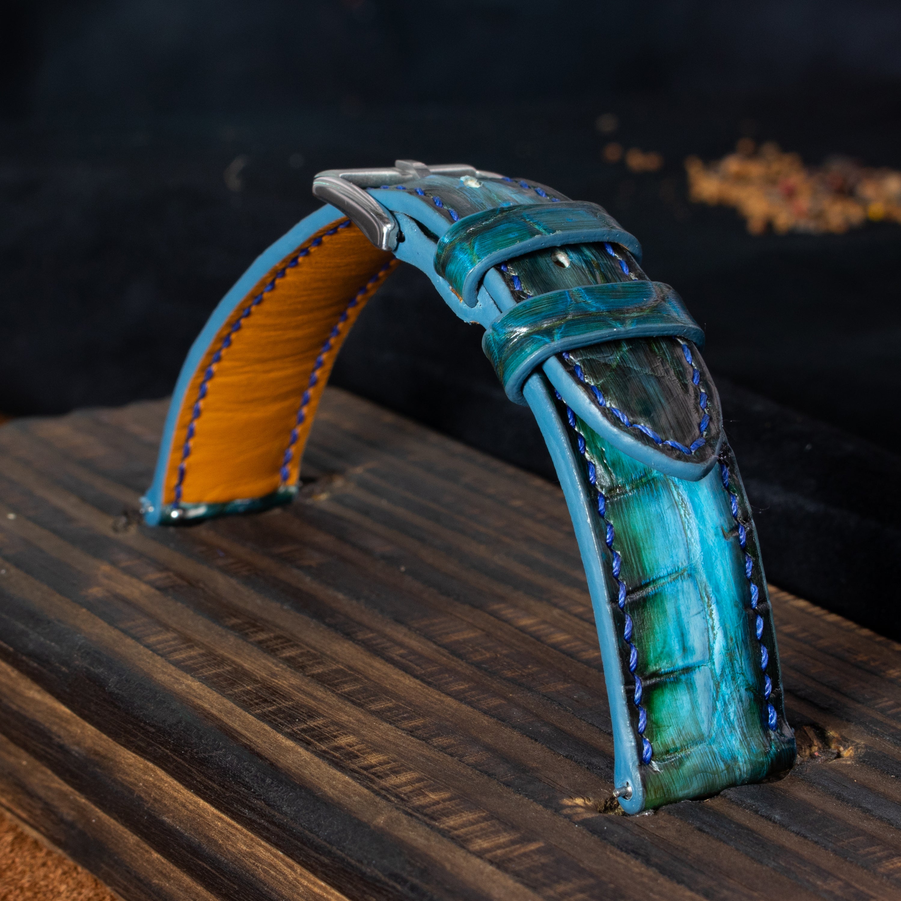 Ocean Blue Patina Alligator Strap