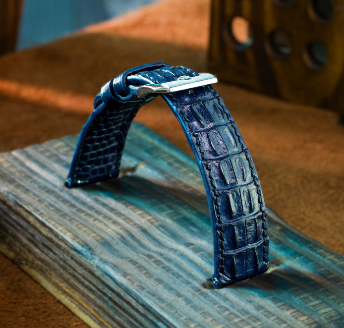 Navy Alligator Double Hornback Watch Strap
