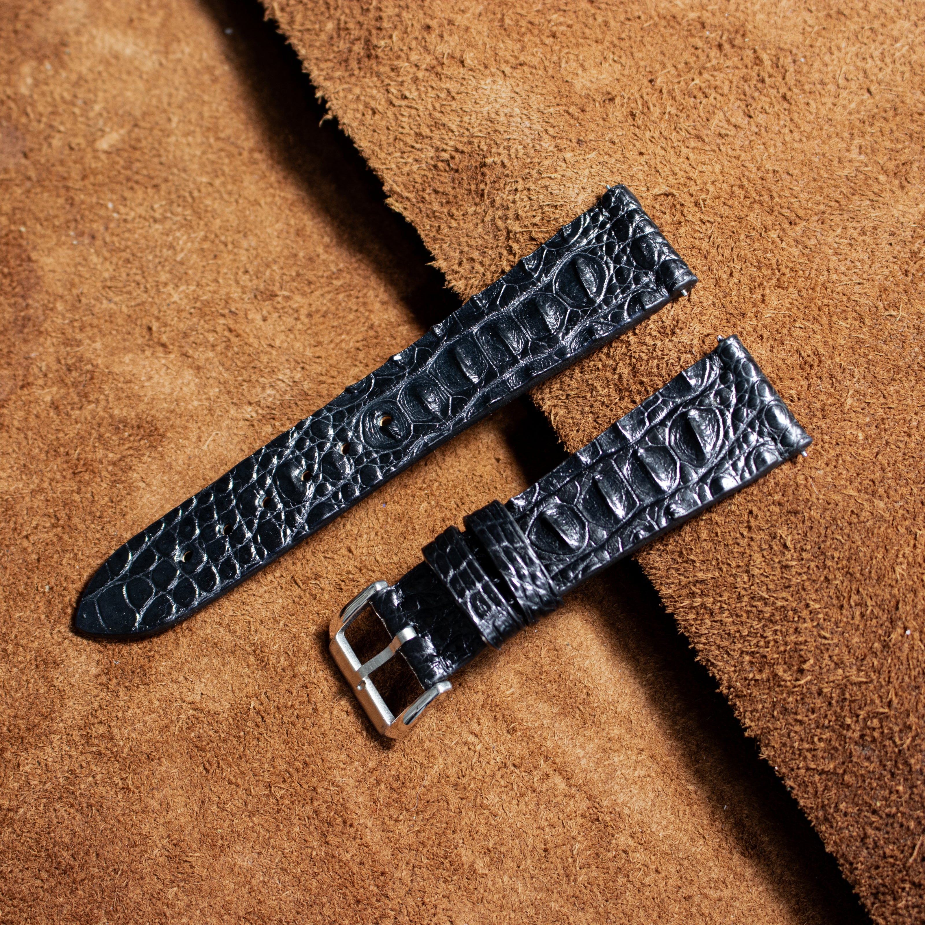 Black Gladiator Hornback Alligator Watch Strap