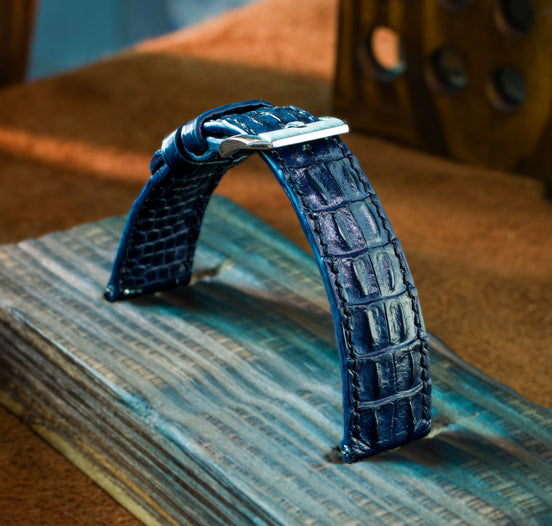 Navy Alligator Hornback Watch Strap