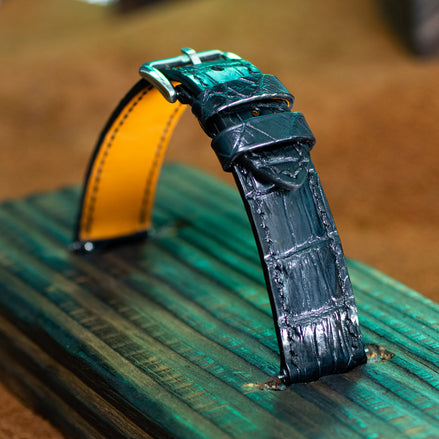 Midnight Black Alligator Leather Watch Strap