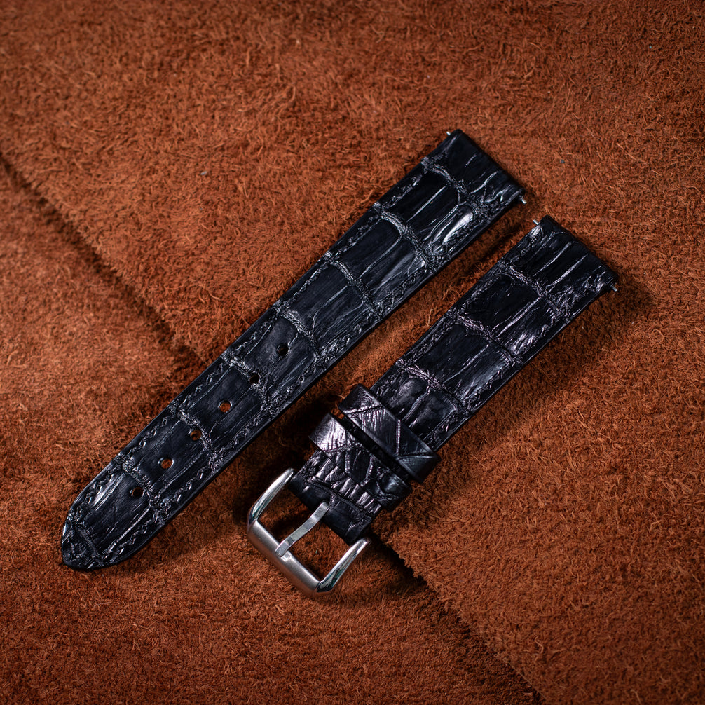 Midnight Black Alligator Leather Watch Strap