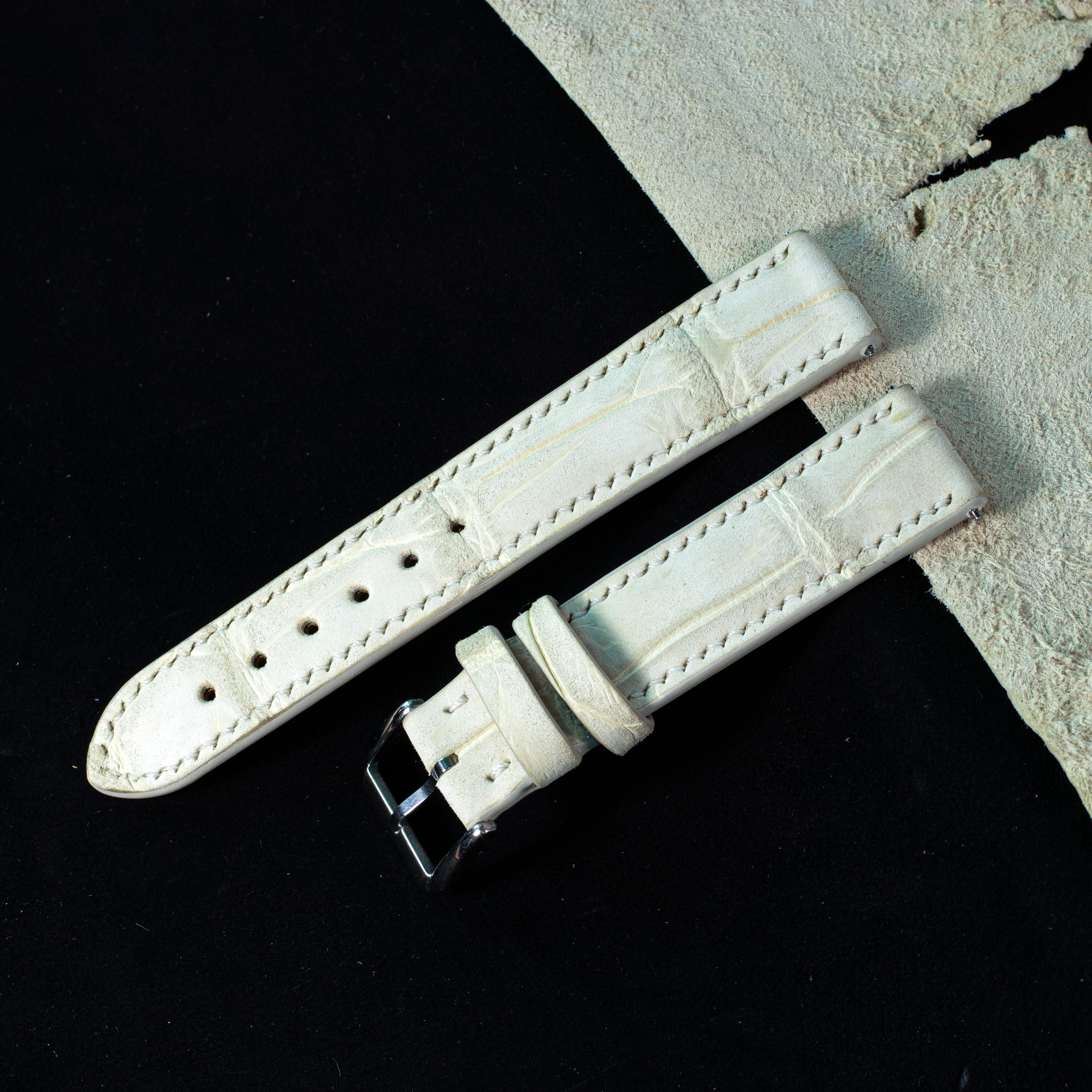Royal Ivory Nubuck Alligator Strap