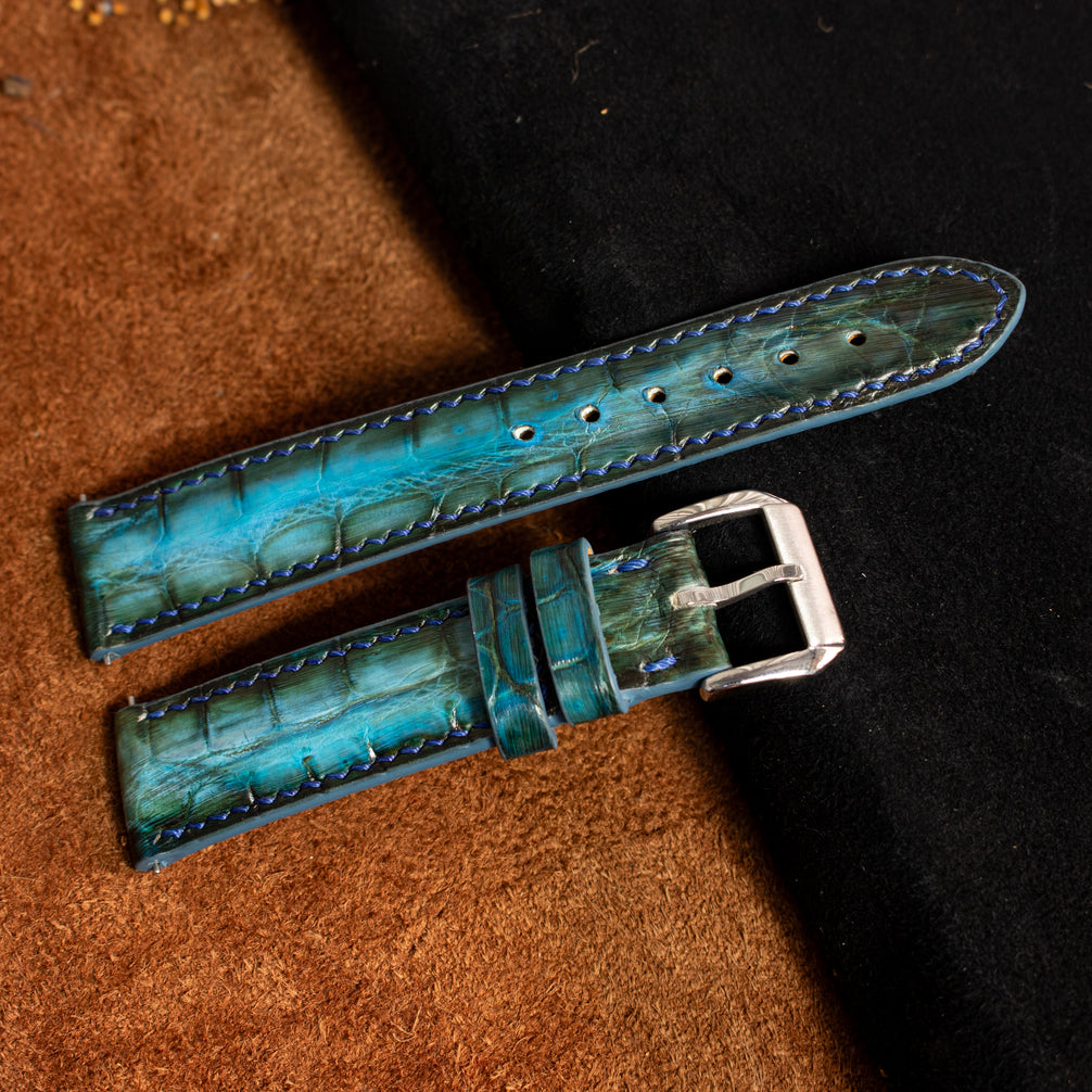 Ocean Blue Patina Alligator Strap