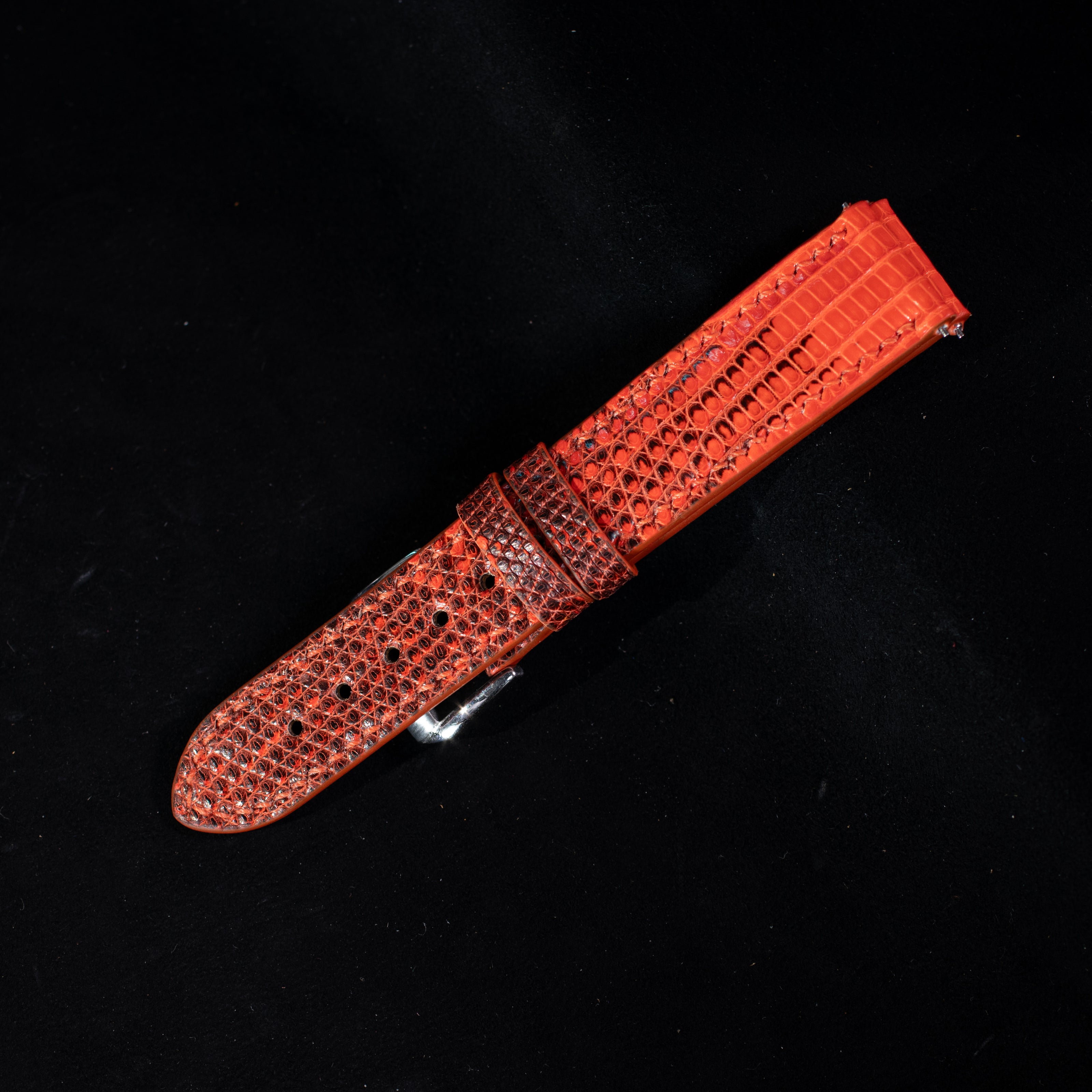 Black & Orange Lizard Leather Strap