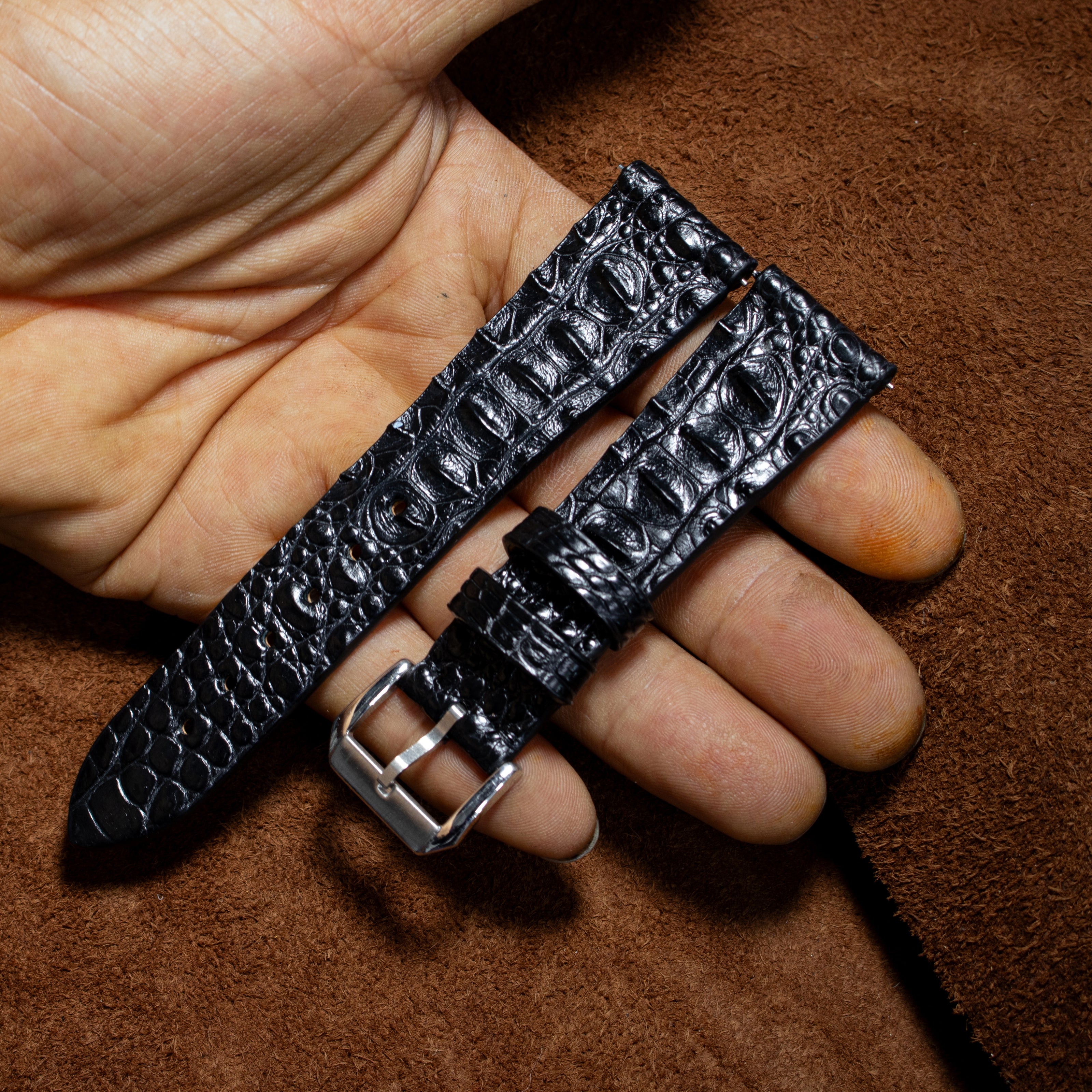 Black Gladiator Hornback Alligator Watch Strap