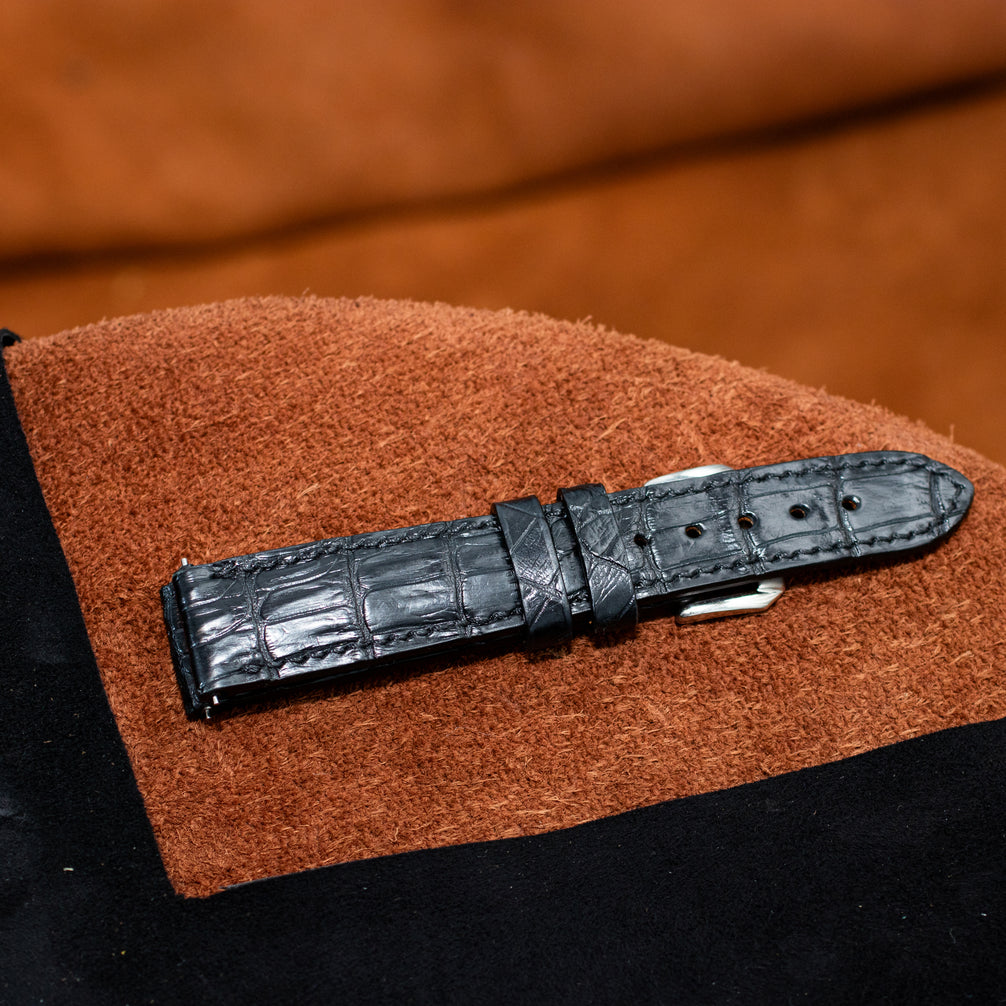 Midnight Black Alligator Leather Watch Strap