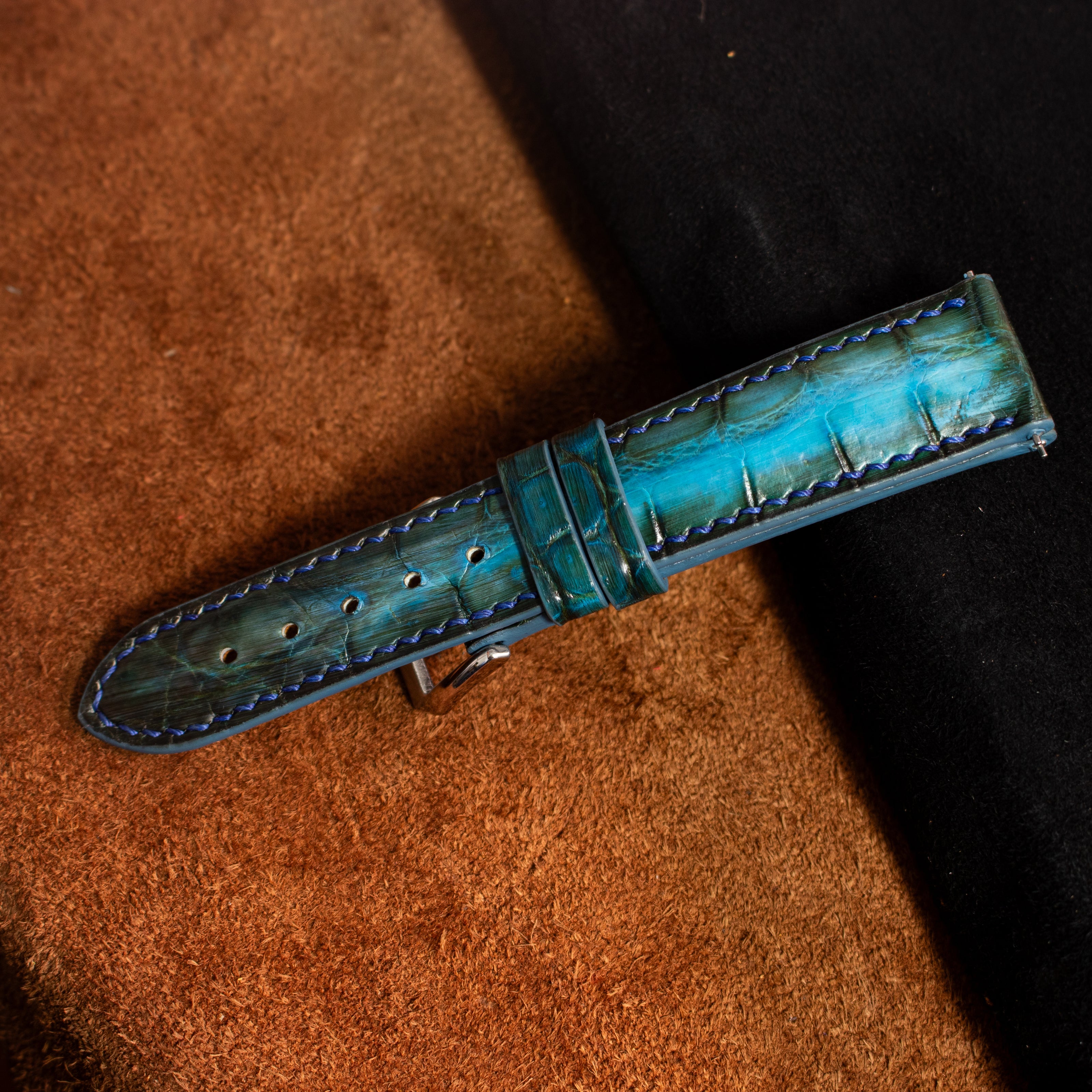 Ocean Blue Patina Alligator Strap