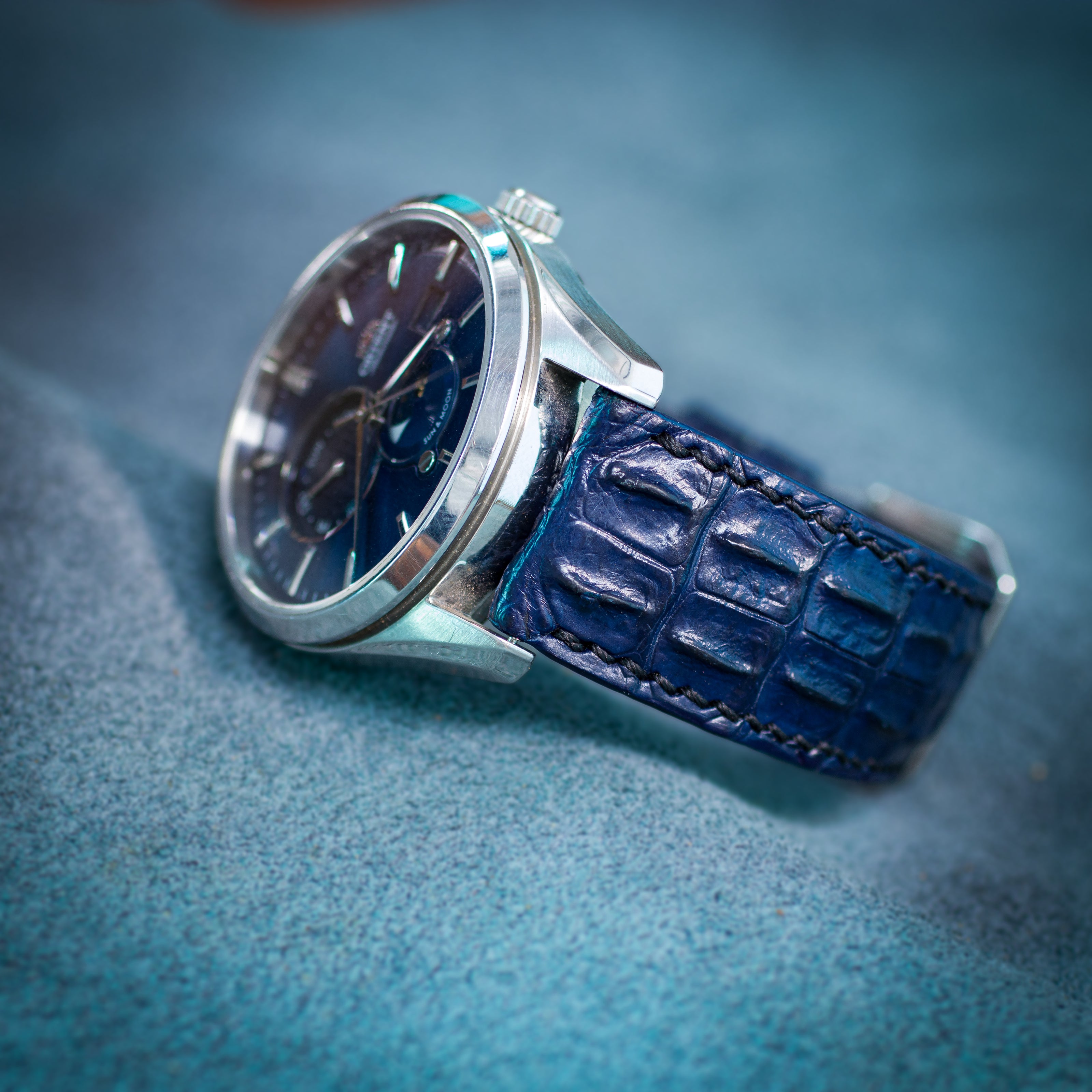 Navy Alligator Double Hornback Watch Strap