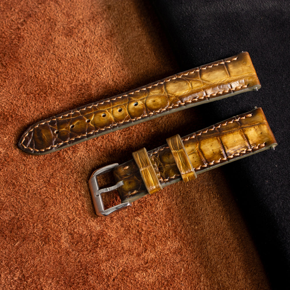 Honey Amber Patina Alligator Strap
