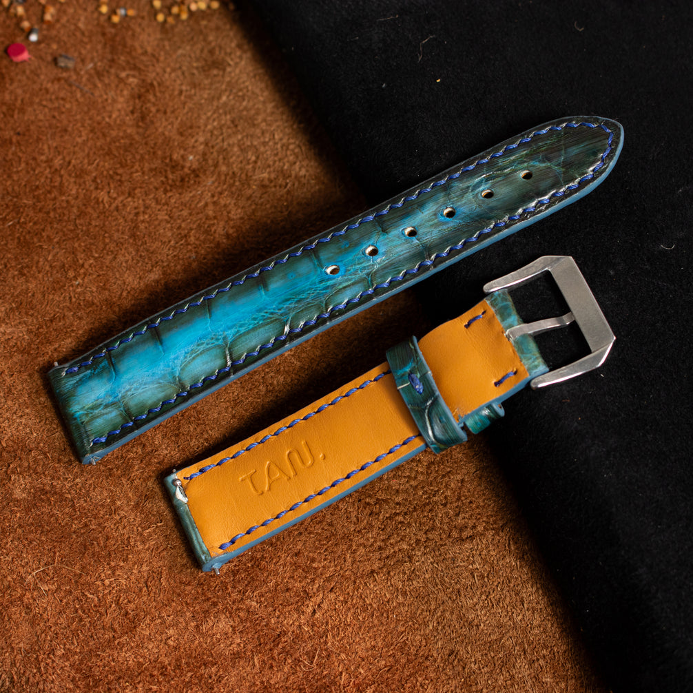 Ocean Blue Patina Alligator Strap