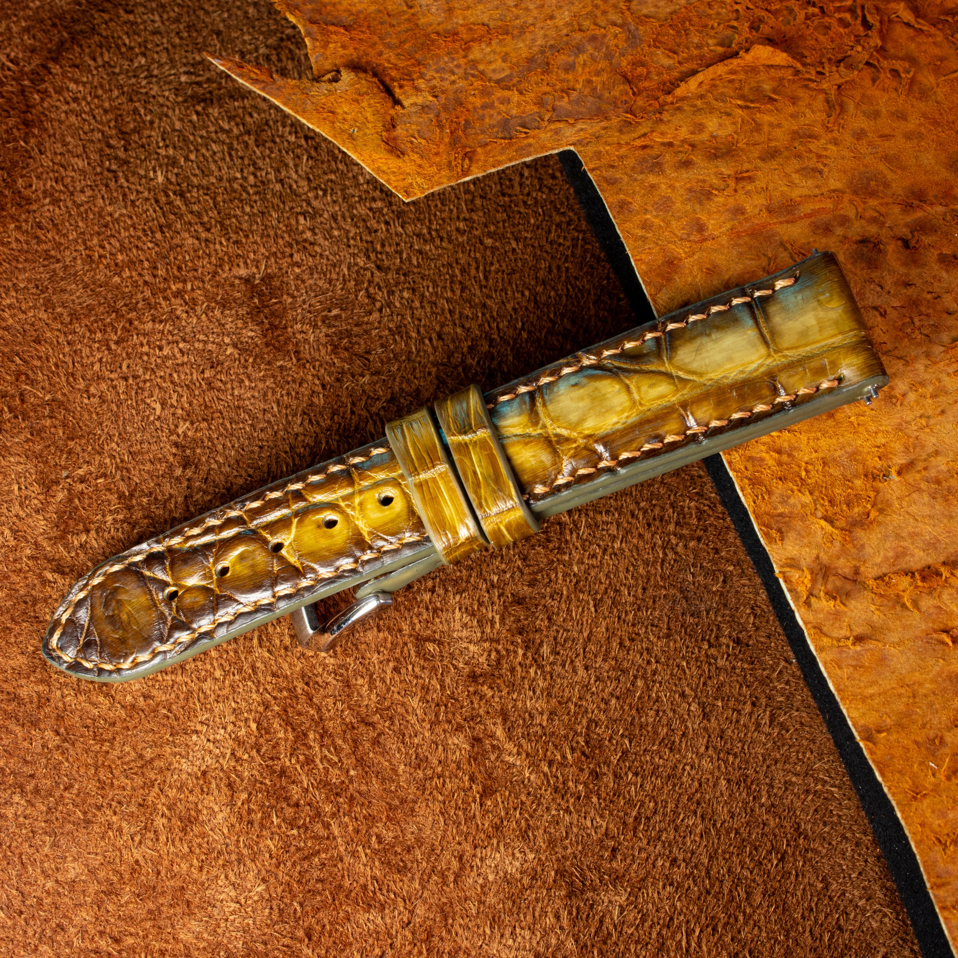 Honey Amber Patina Alligator Strap