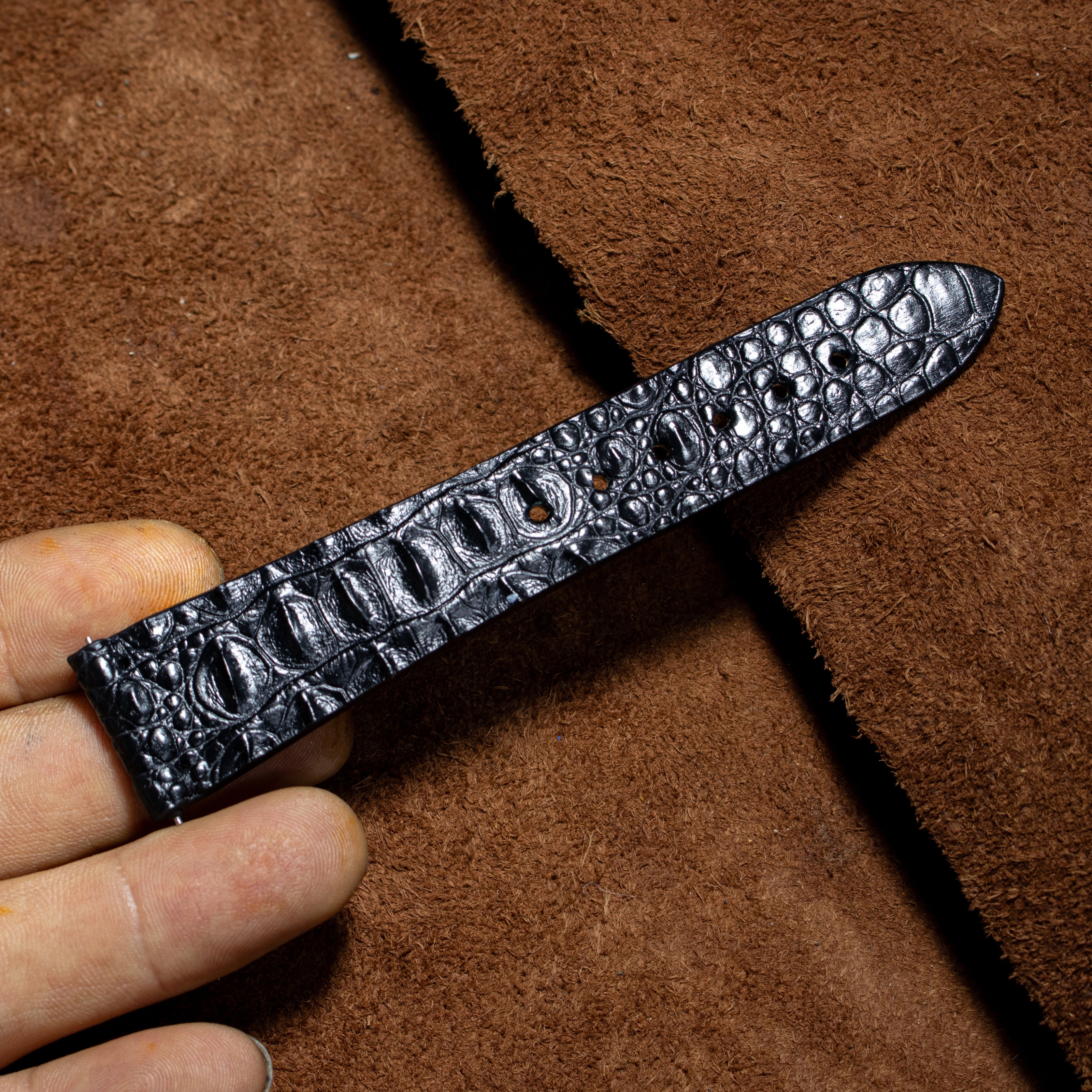 Black Gladiator Hornback Alligator Watch Strap