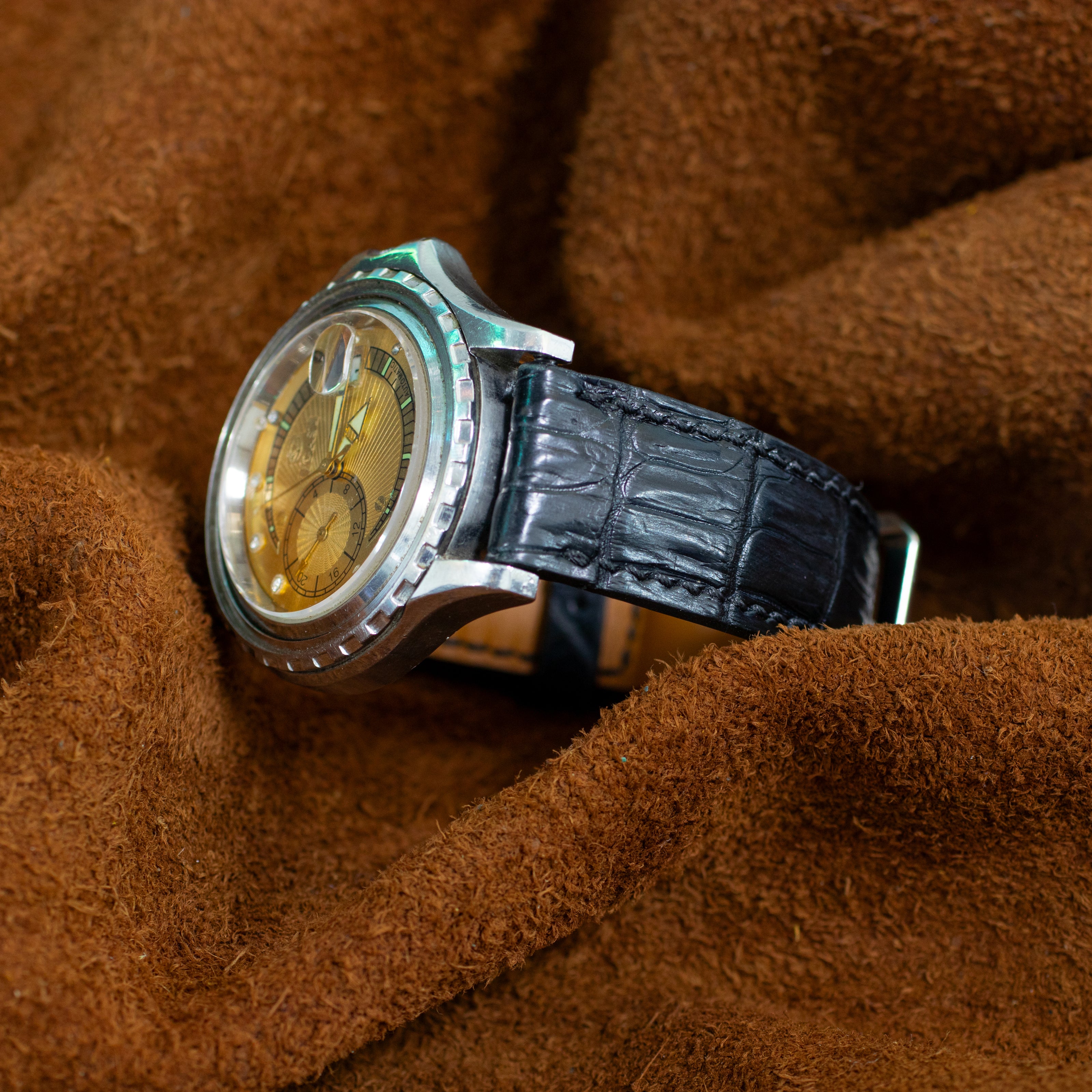 Midnight Black Alligator Leather Watch Strap