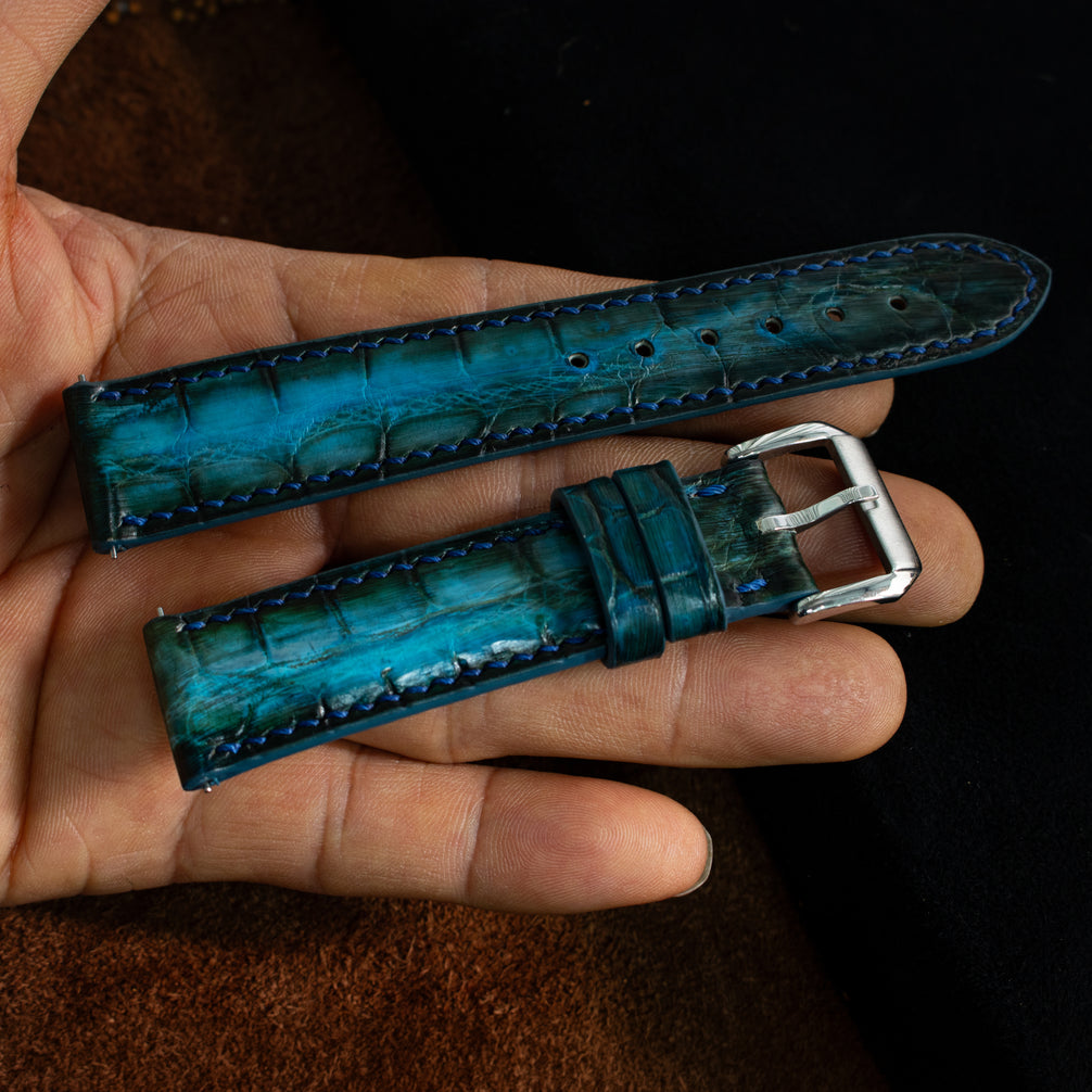 Ocean Blue Patina Alligator Strap