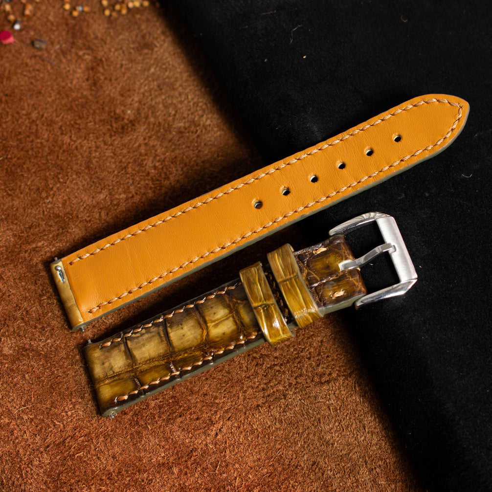 Honey Amber Patina Alligator Strap