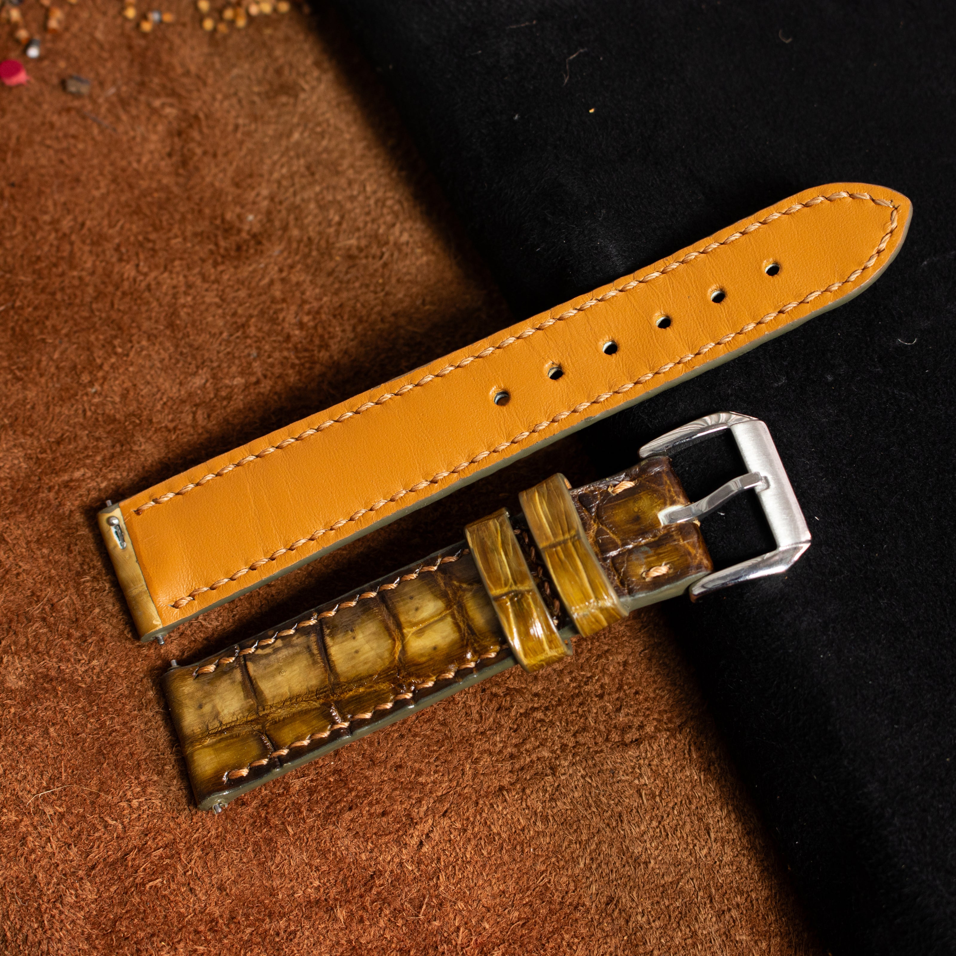 Honey Amber Patina Alligator Strap