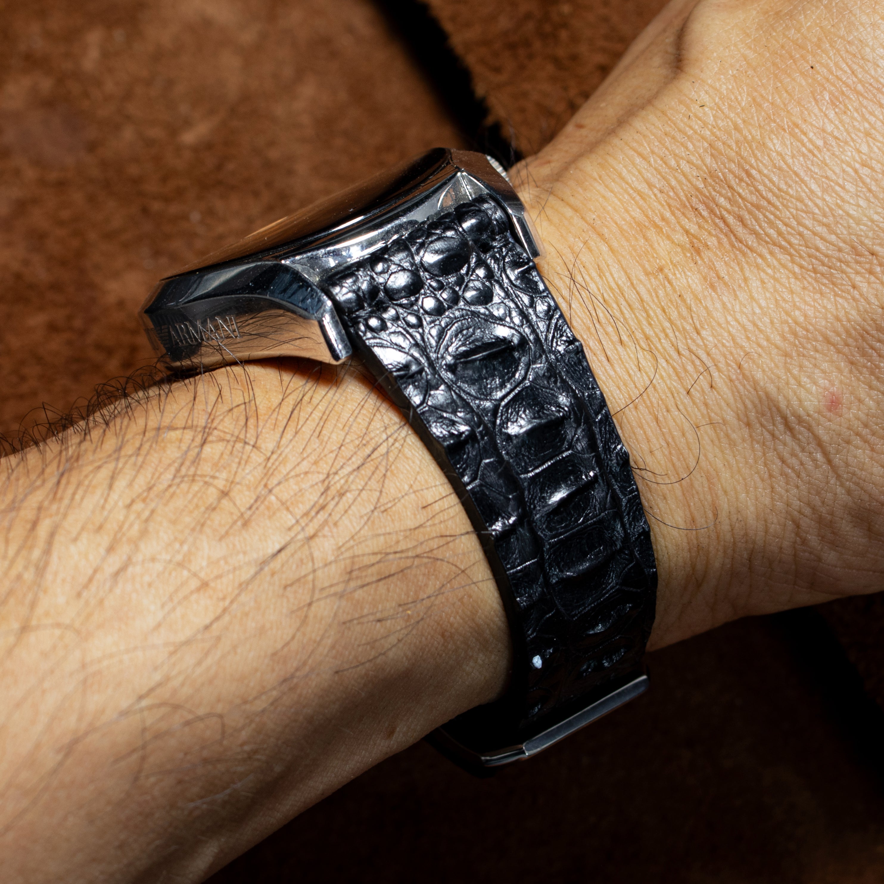 Black Gladiator Hornback Alligator Watch Strap
