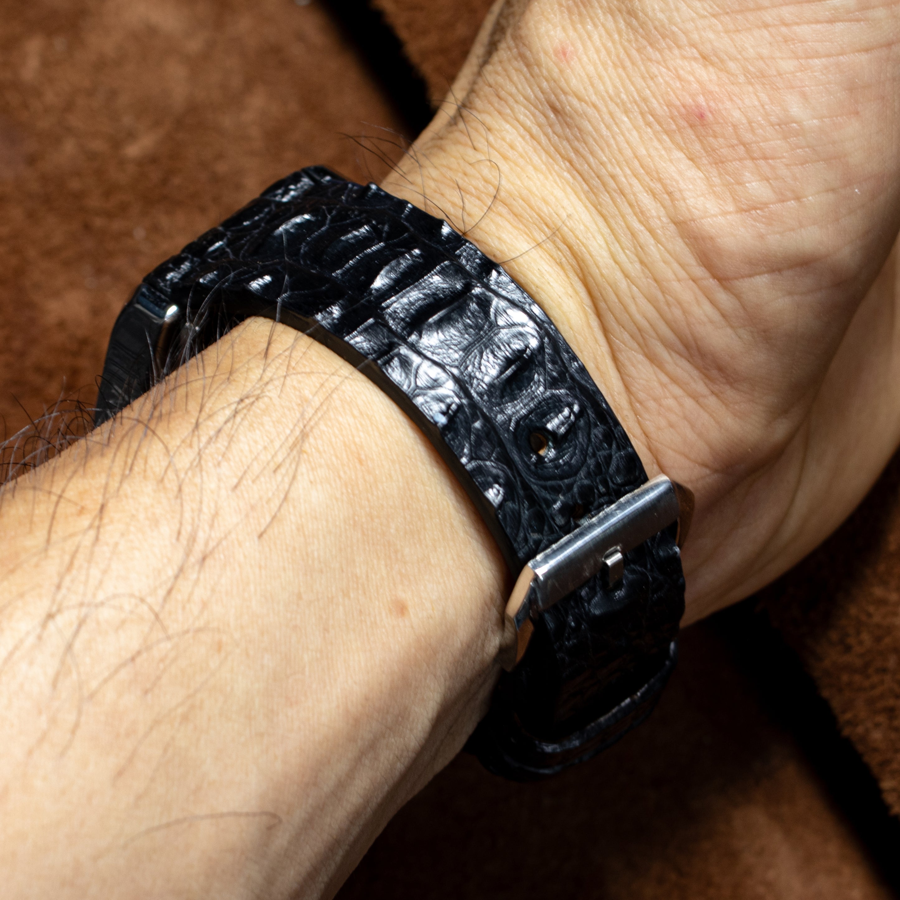 Black Gladiator Hornback Alligator Watch Strap