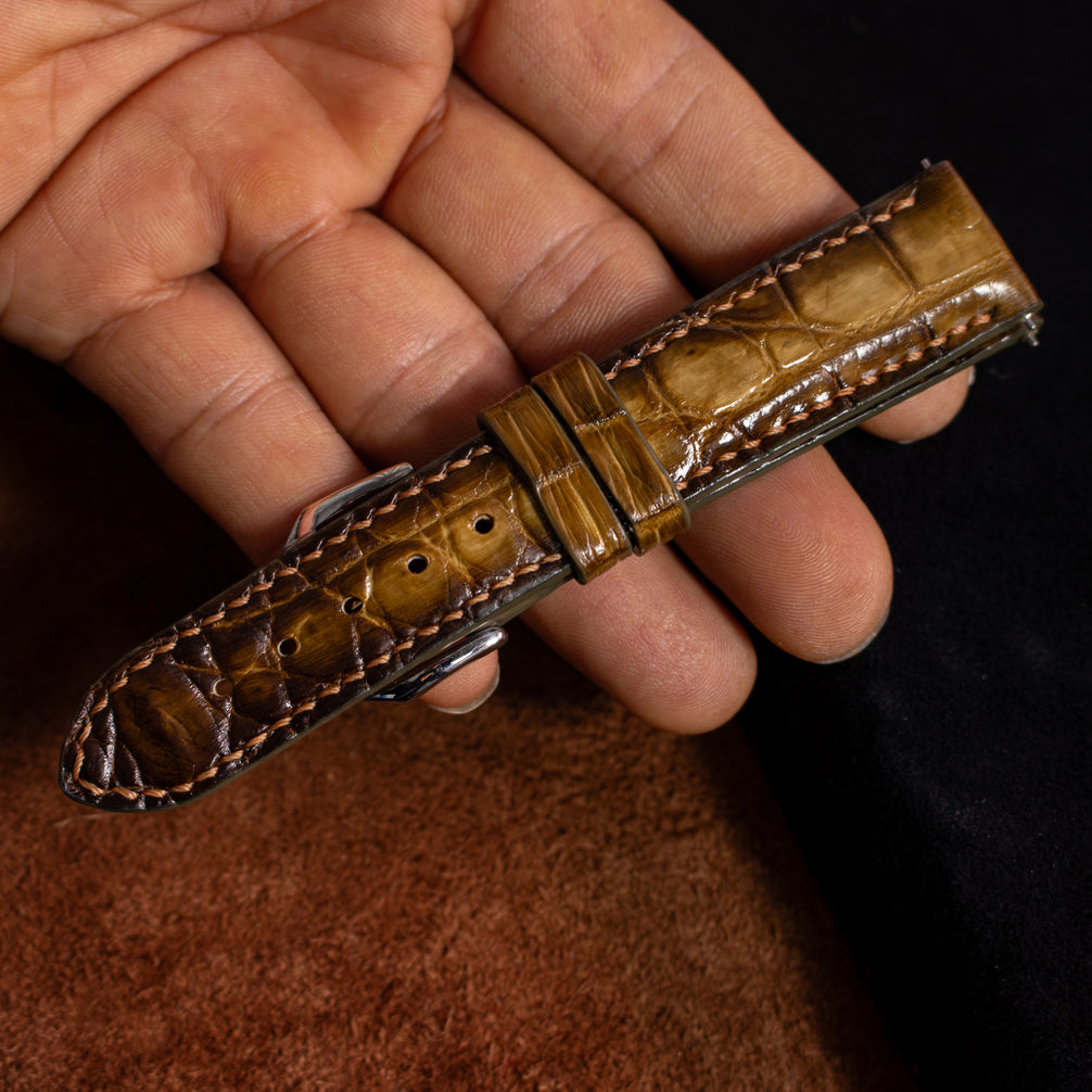 Honey Amber Patina Alligator Strap