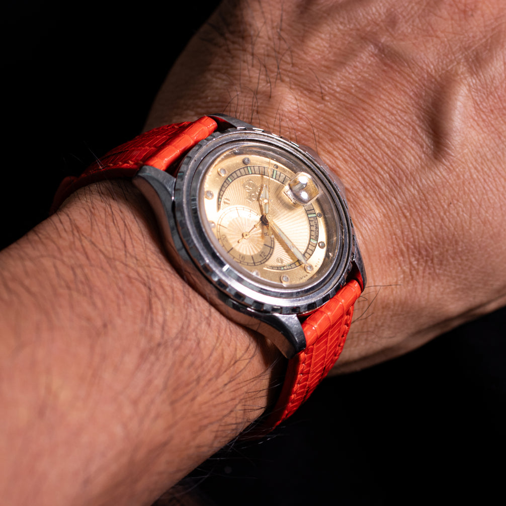 Black & Orange Lizard Leather Strap