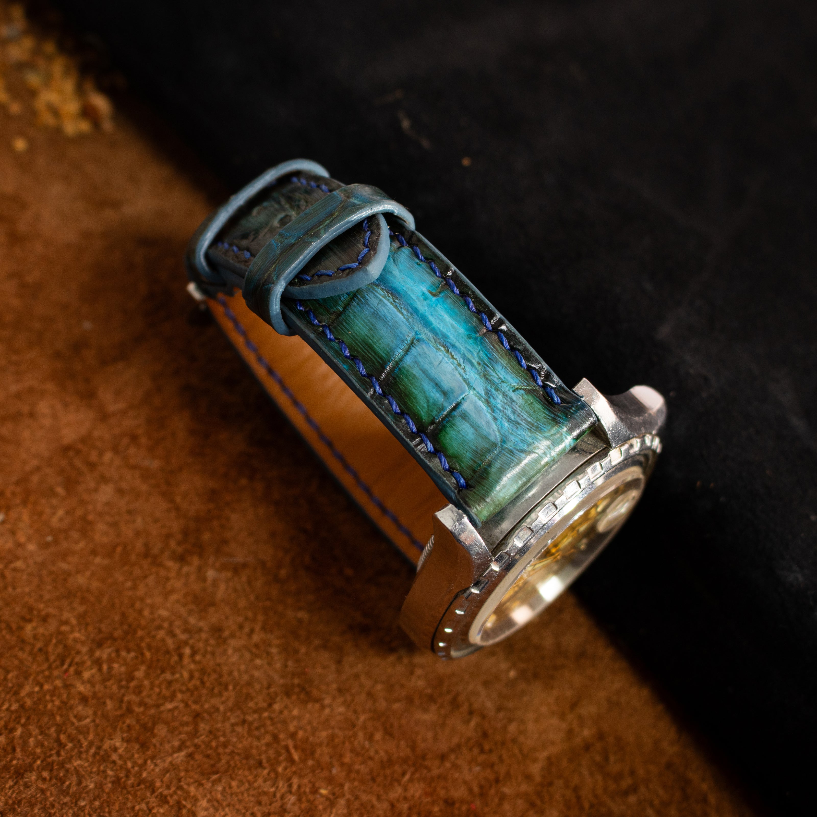 Ocean Blue Patina Alligator Strap