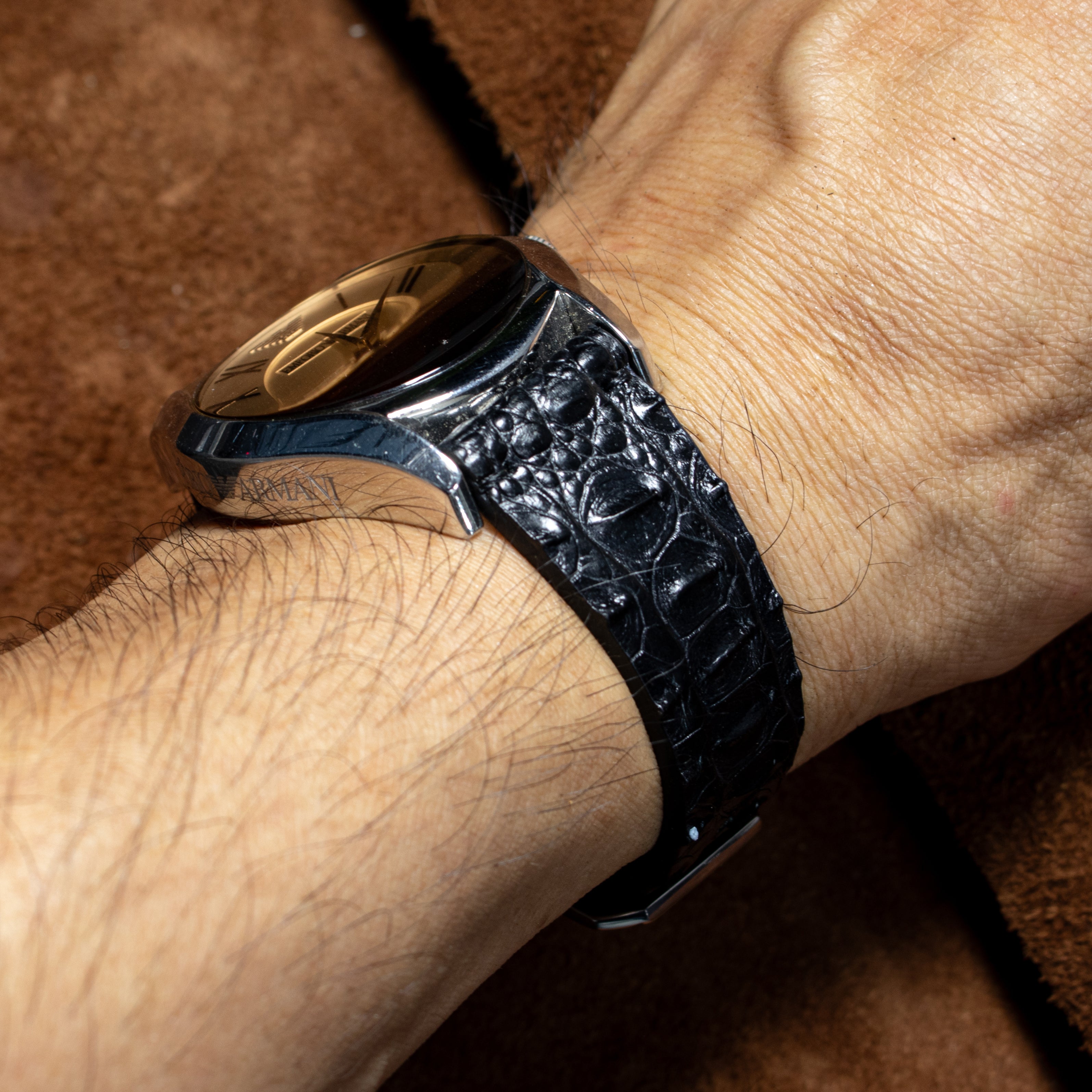 Black Gladiator Hornback Alligator Watch Strap