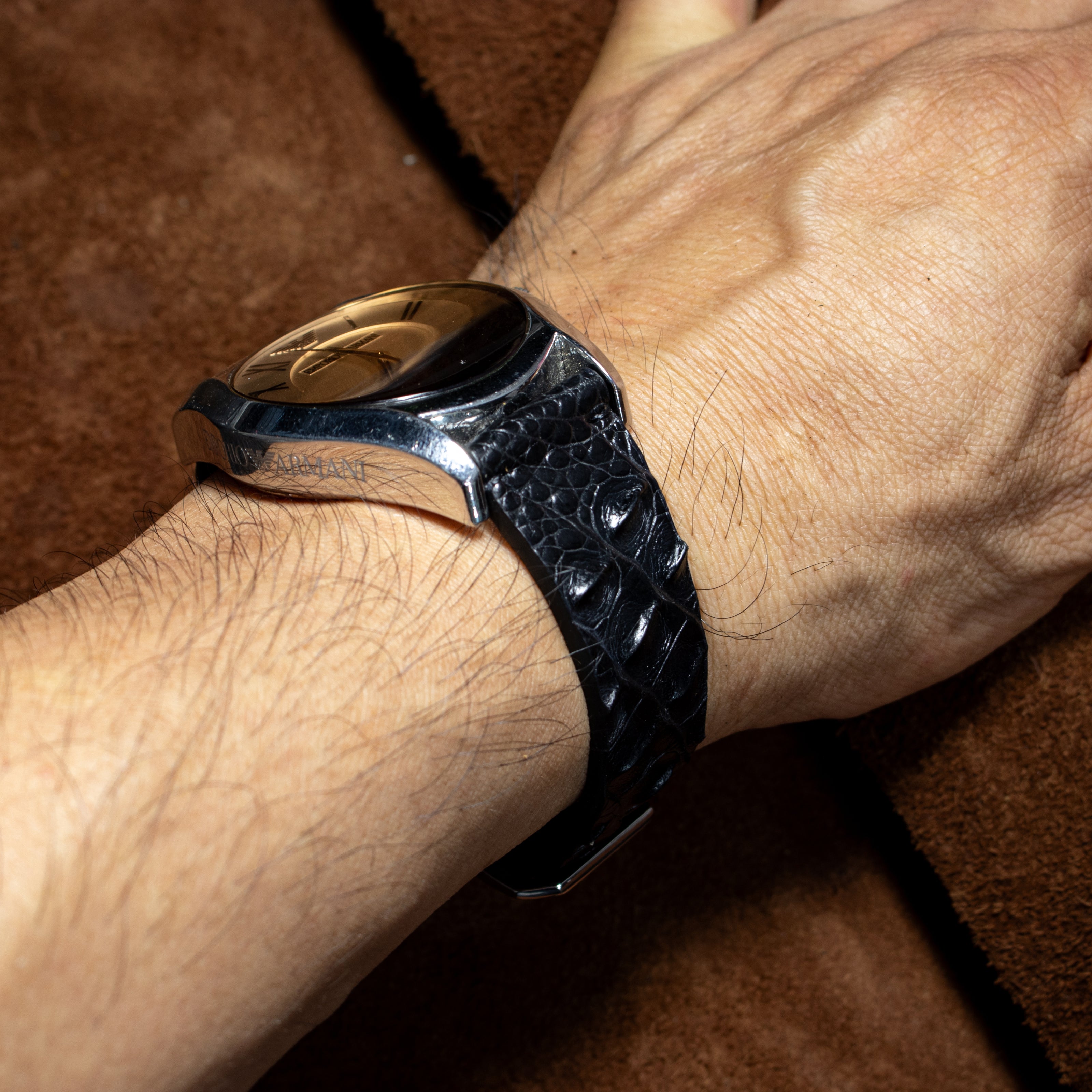 Obsidian Diamond Hornback Alligator Watch Strap