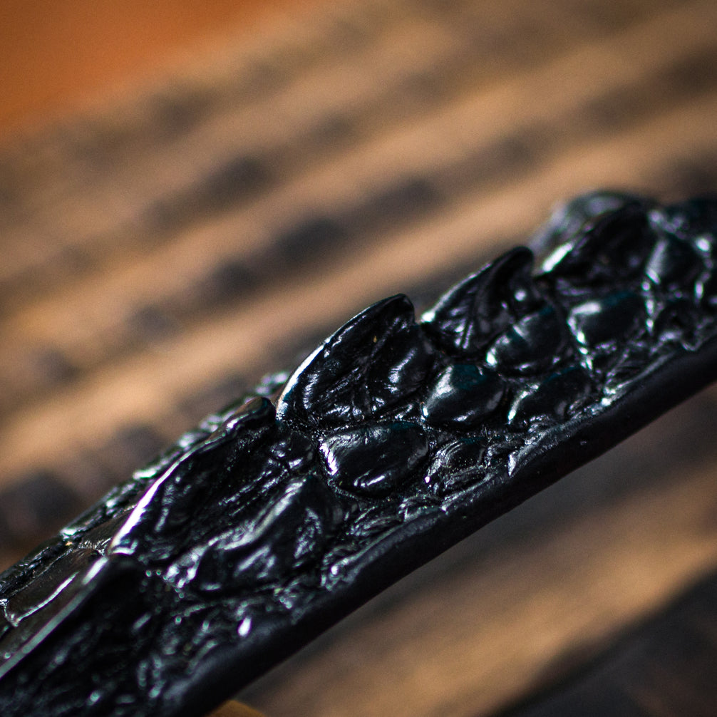 Black Horned Alligator Leg Stitched Strap