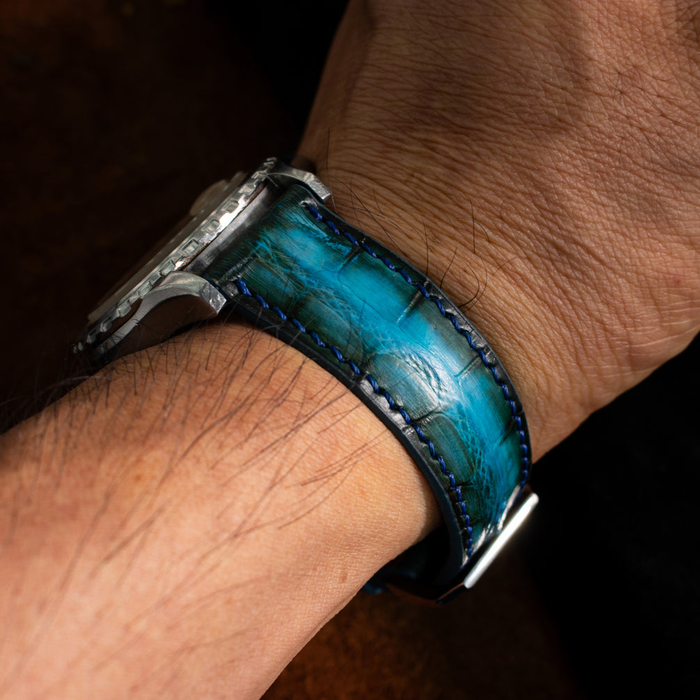 Ocean Blue Patina Alligator Strap
