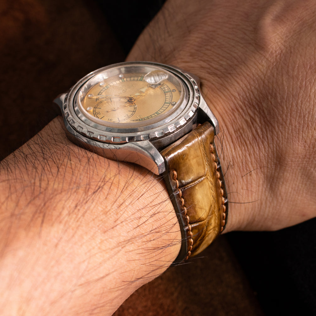 Honey Amber Patina Alligator Strap