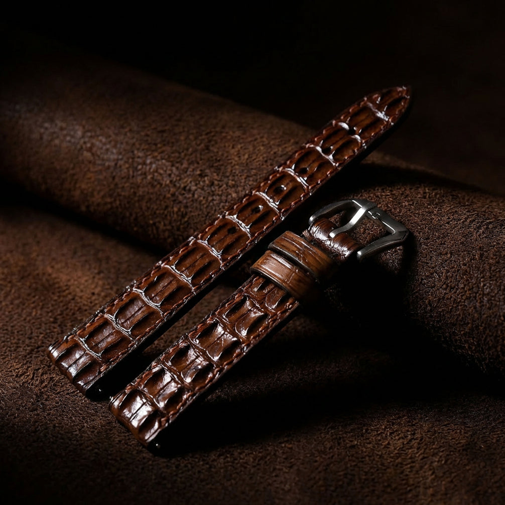 Brown Alligator Double Hornback Watch Strap