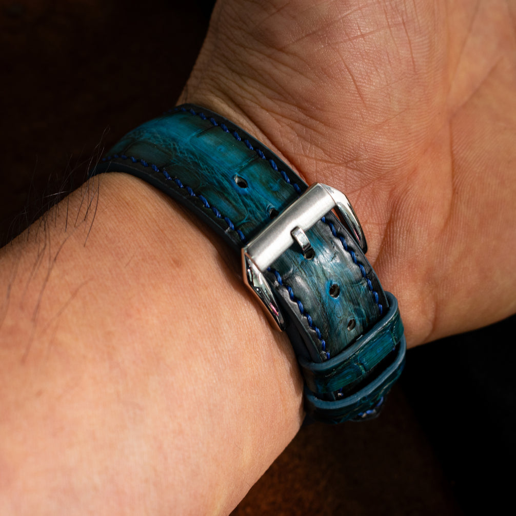 Ocean Blue Patina Alligator Strap