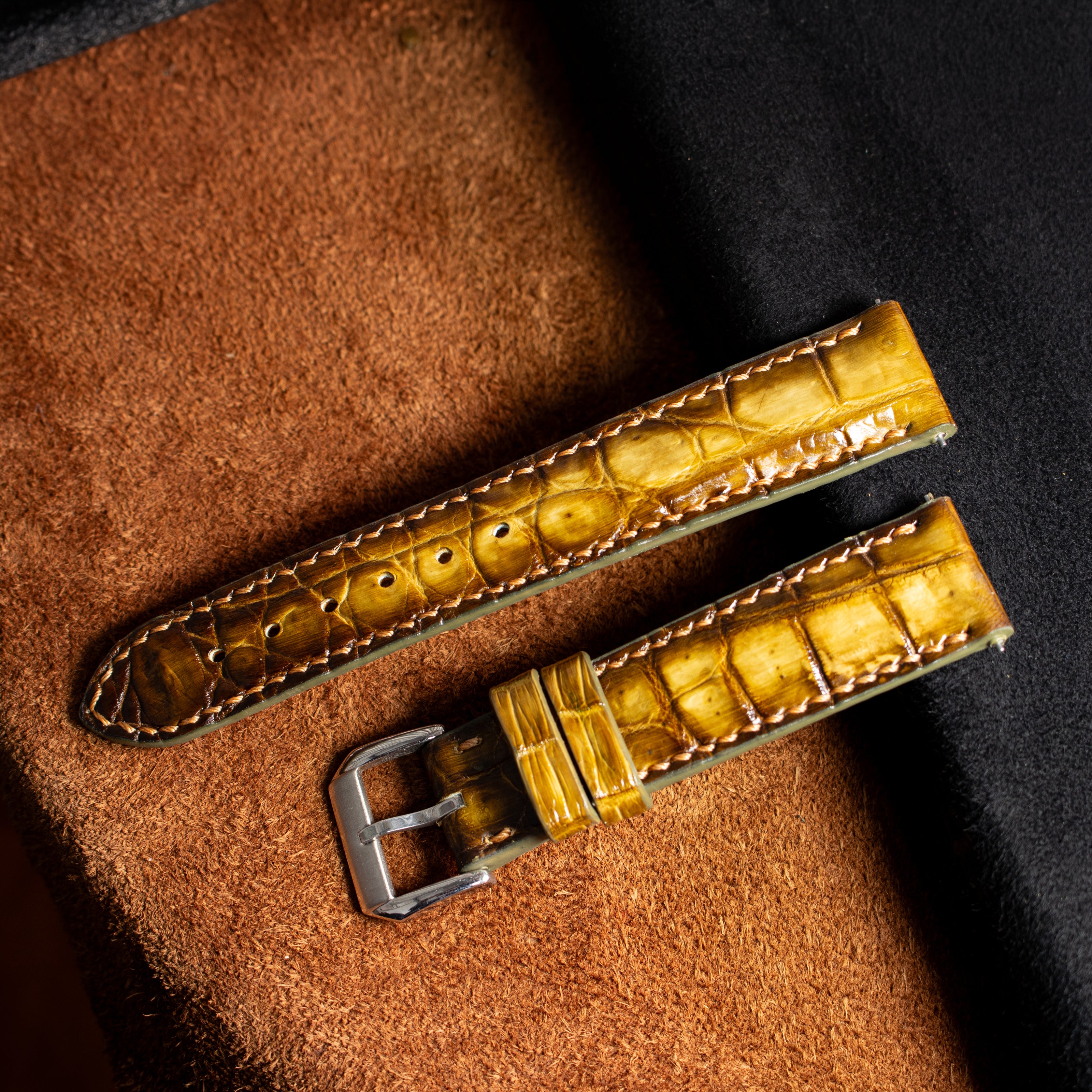 Honey Amber Patina Alligator Strap