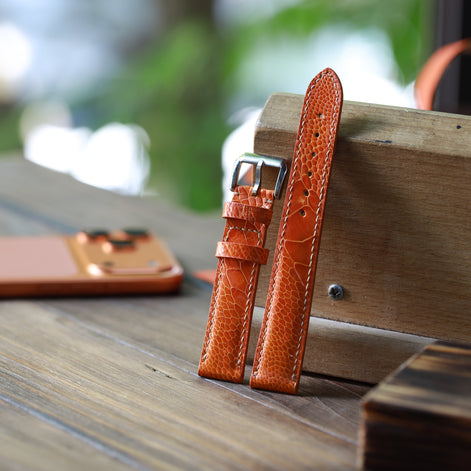 Handcrafted Ostrich Leather Watch Strap – Amber Flame by Tan