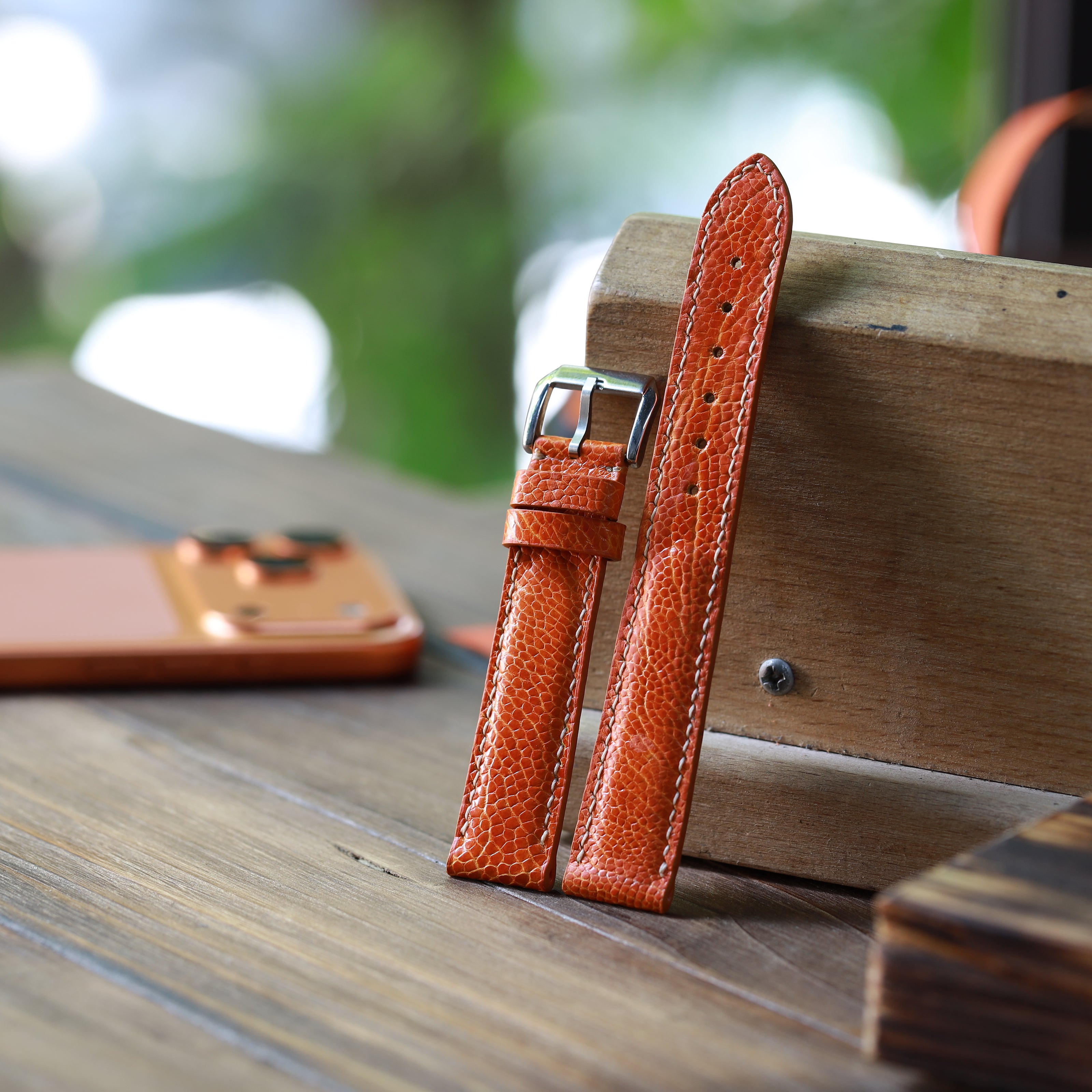 Handcrafted Ostrich Leather Watch Strap – Amber Flame by Tan
