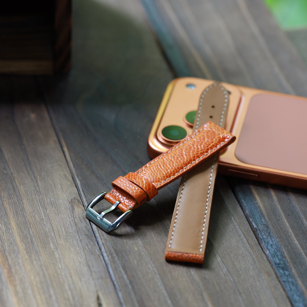 Handcrafted Ostrich Leather Watch Strap – Amber Flame by Tan