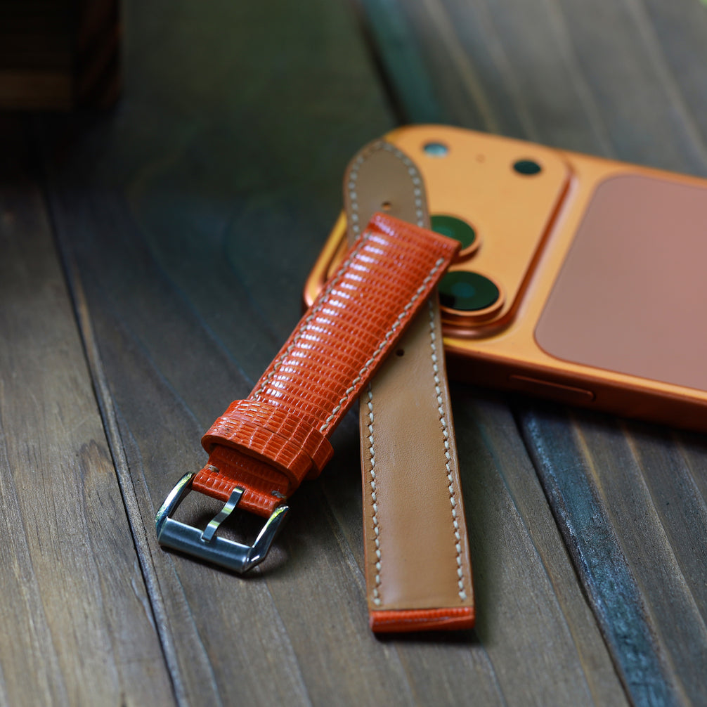 Burnt Orange Lizard Leather Strap