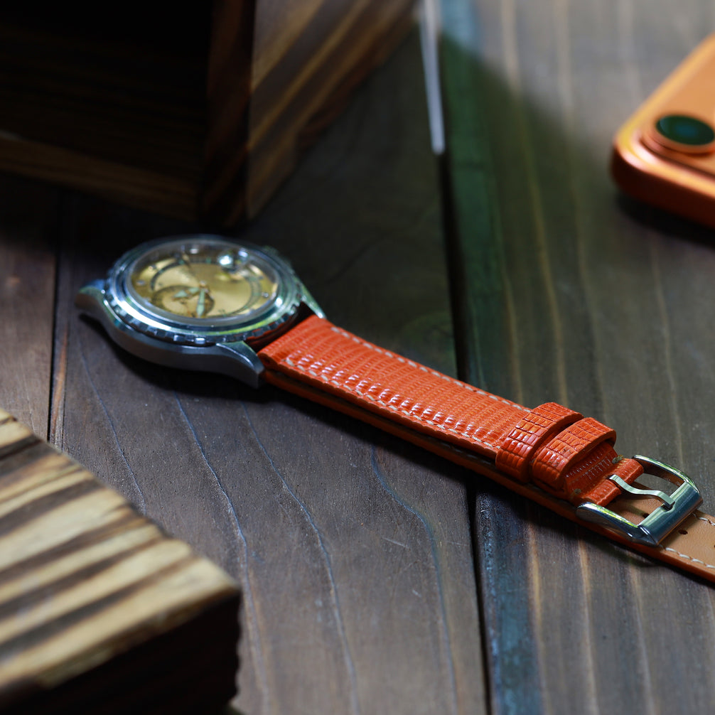 Burnt Orange Lizard Leather Strap