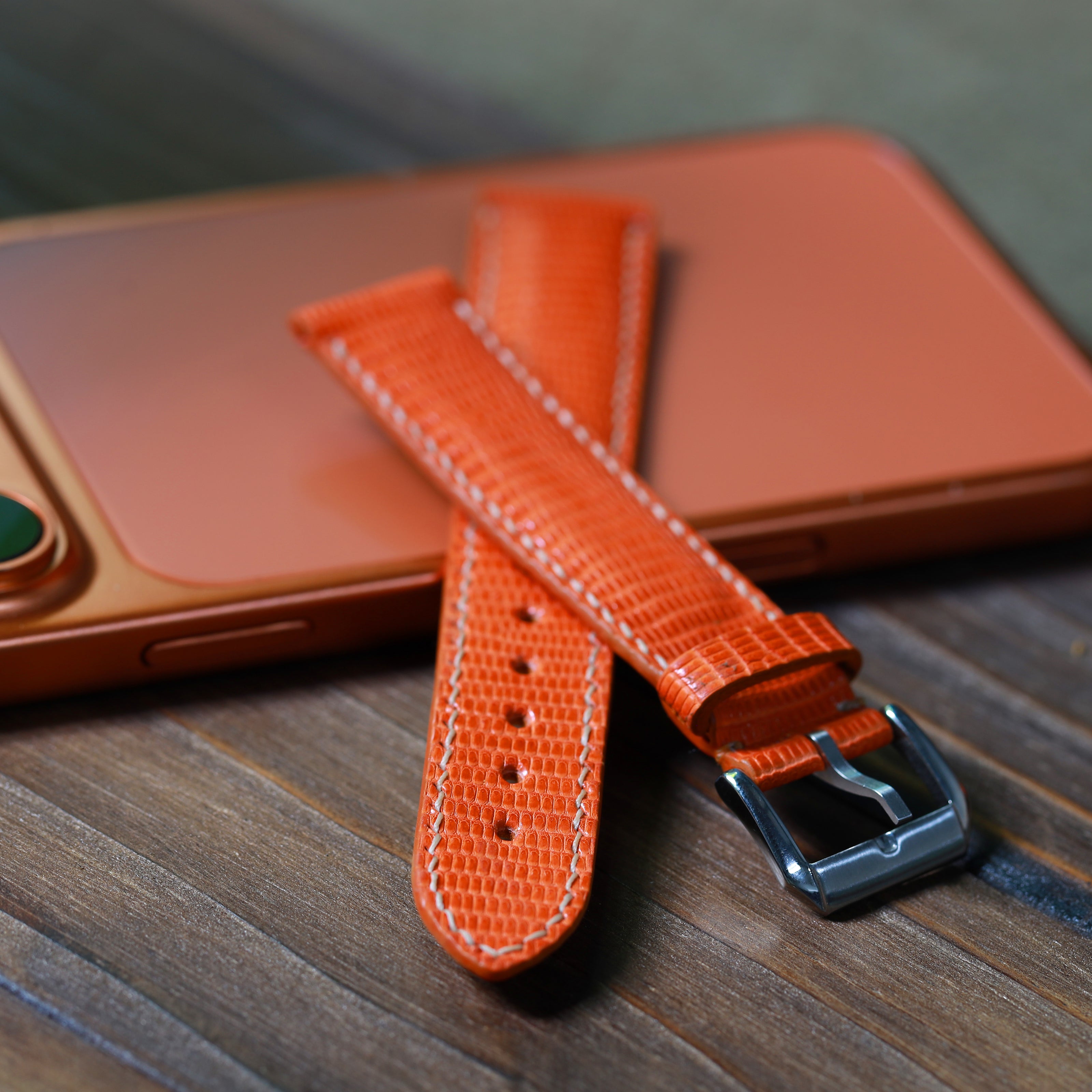 Burnt Orange Lizard Leather Strap