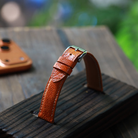 Handcrafted Ostrich Leather Watch Strap – Amber Flame by Tan