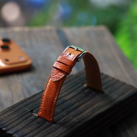Handcrafted Ostrich Leather Watch Strap – Amber Flame by Tan