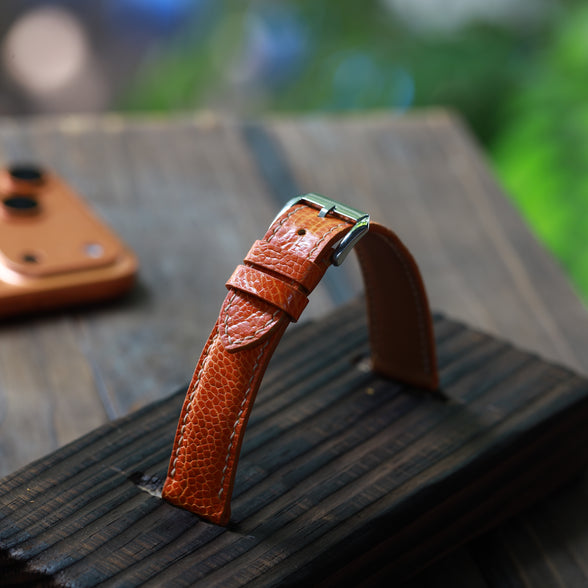 Handcrafted Ostrich Leather Watch Strap – Amber Flame by Tan