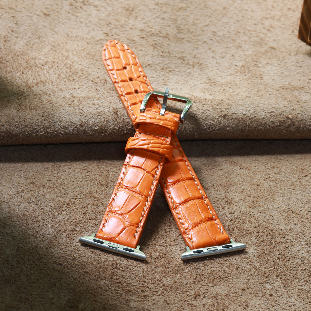 Amber Orange Alligator Leather Watch Strap