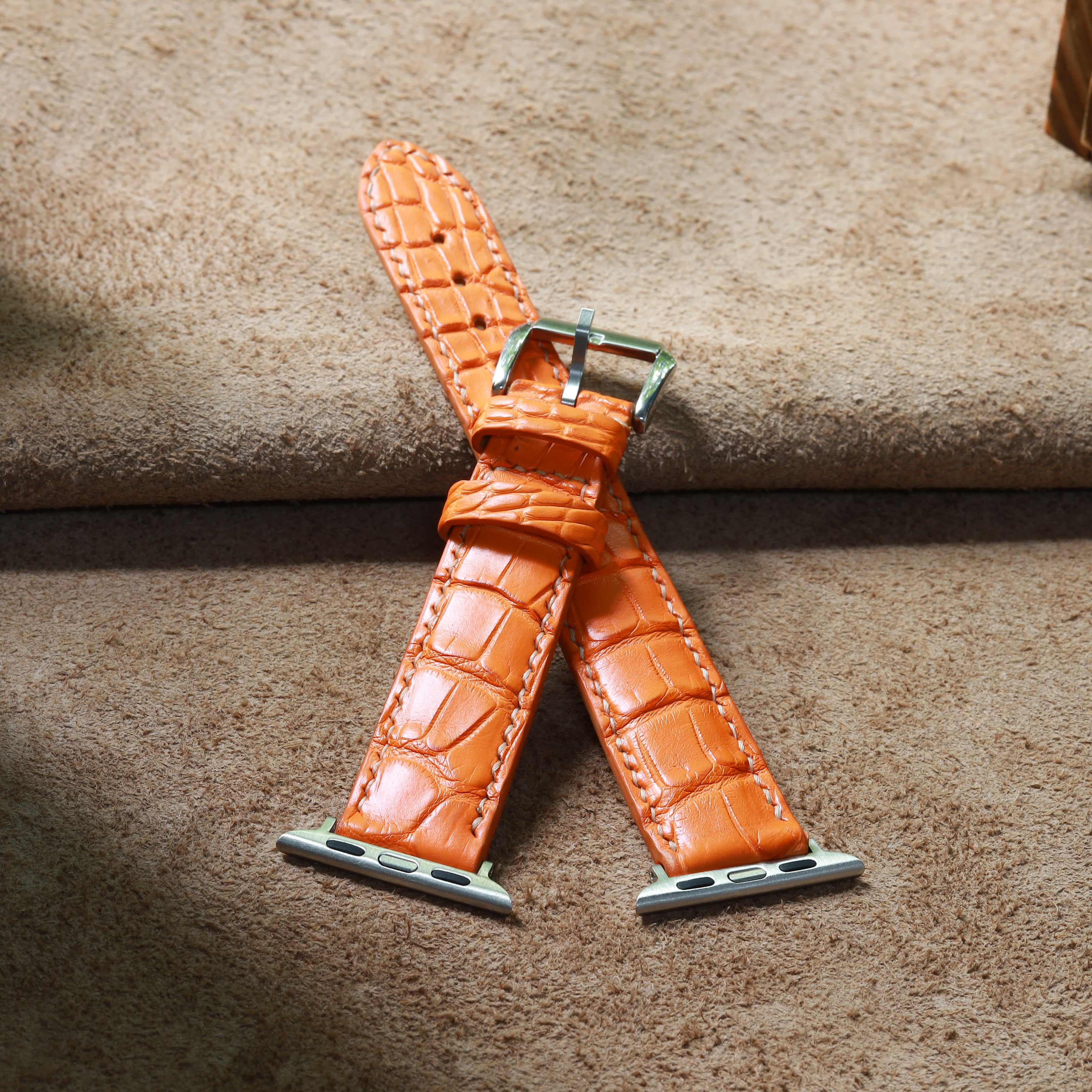 Amber Orange Alligator Leather Watch Strap