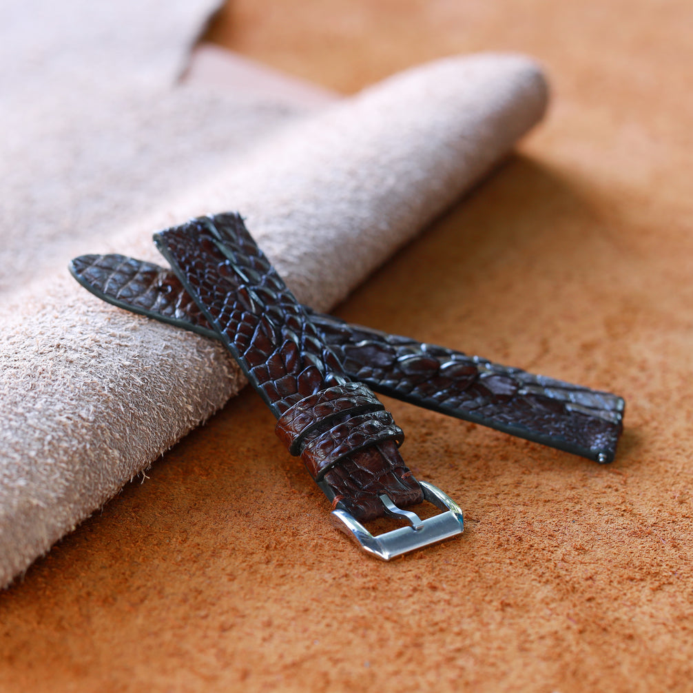 Brown Horned Alligator Leg Stitchless Strap