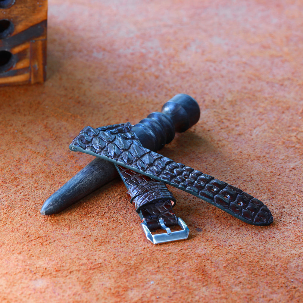 Brown Alligator Leg Stitchless Strap (Smooth)