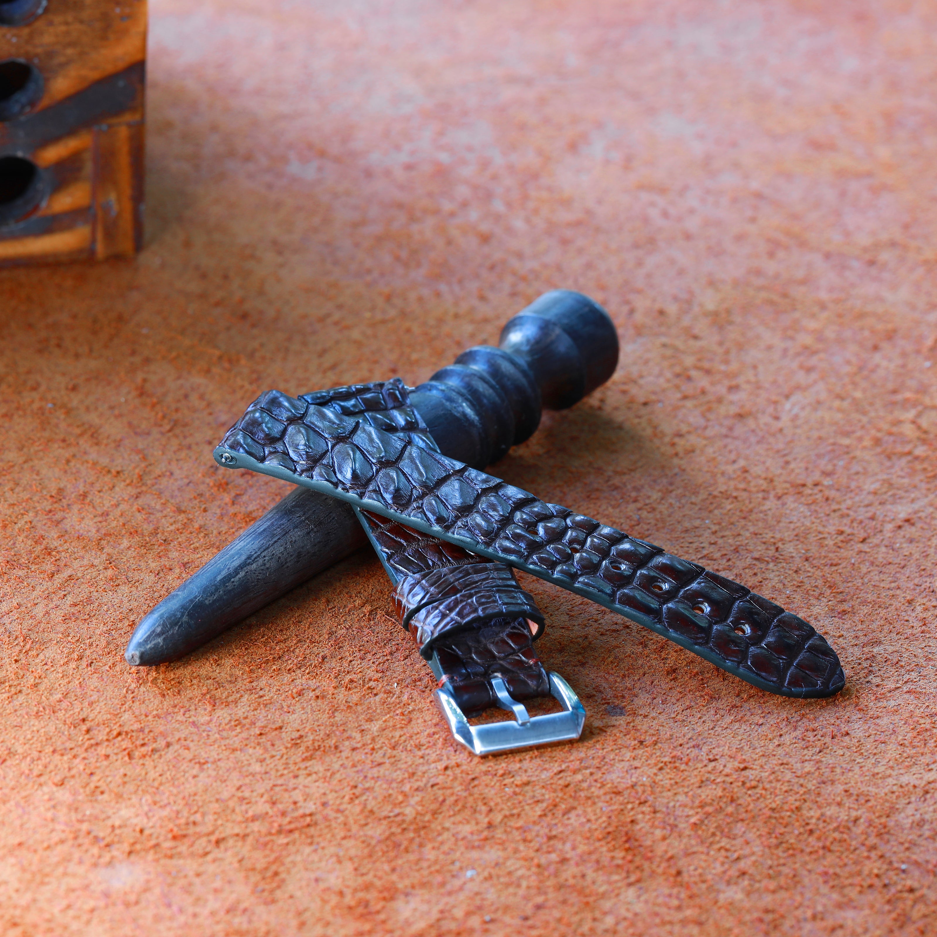 Brown Alligator Leg Stitchless Strap (Smooth)